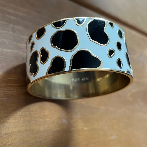 Kate Spade Black and White Spot On Cow Print Bangle Bracelet - Picture 2 of 4